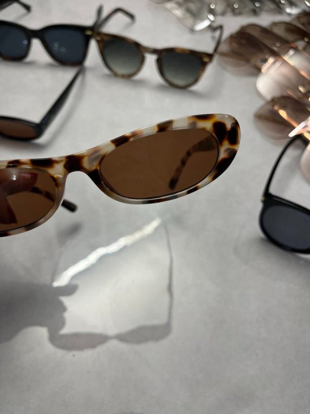 AIRE Avior Sunglasses Cookie Tort Narrow Cat Eye Brown Lens Slim - Picture 7 of 12